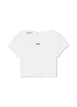 Carica l&#39;immagine nel visualizzatore di Gallery, Liu Jo T-shirt in cotone a costine bianco
