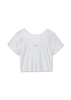 Liu Jo T-shirt in maglia lurex argento