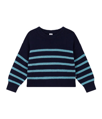 PETIT BATEAU maglia girocollo blu a righe