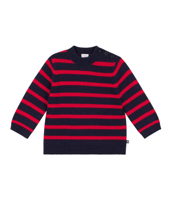 PETIT BATEAU maglia a righe blu e rosse scontato del 50%