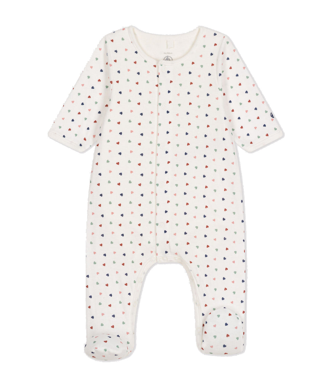 PETIT BATEAU Bodyjama bianco stampa cuoricini