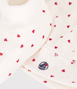 PETIT BATEAU Confezione con cuffietta e babbucce bebè motivo cuore