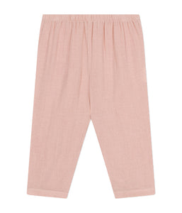 PETIT BATEAU Pantalone bebè in garza di cotone rosa