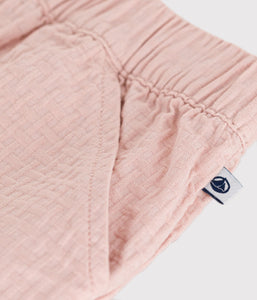 PETIT BATEAU Shorts in tessuto operato rosa bebè