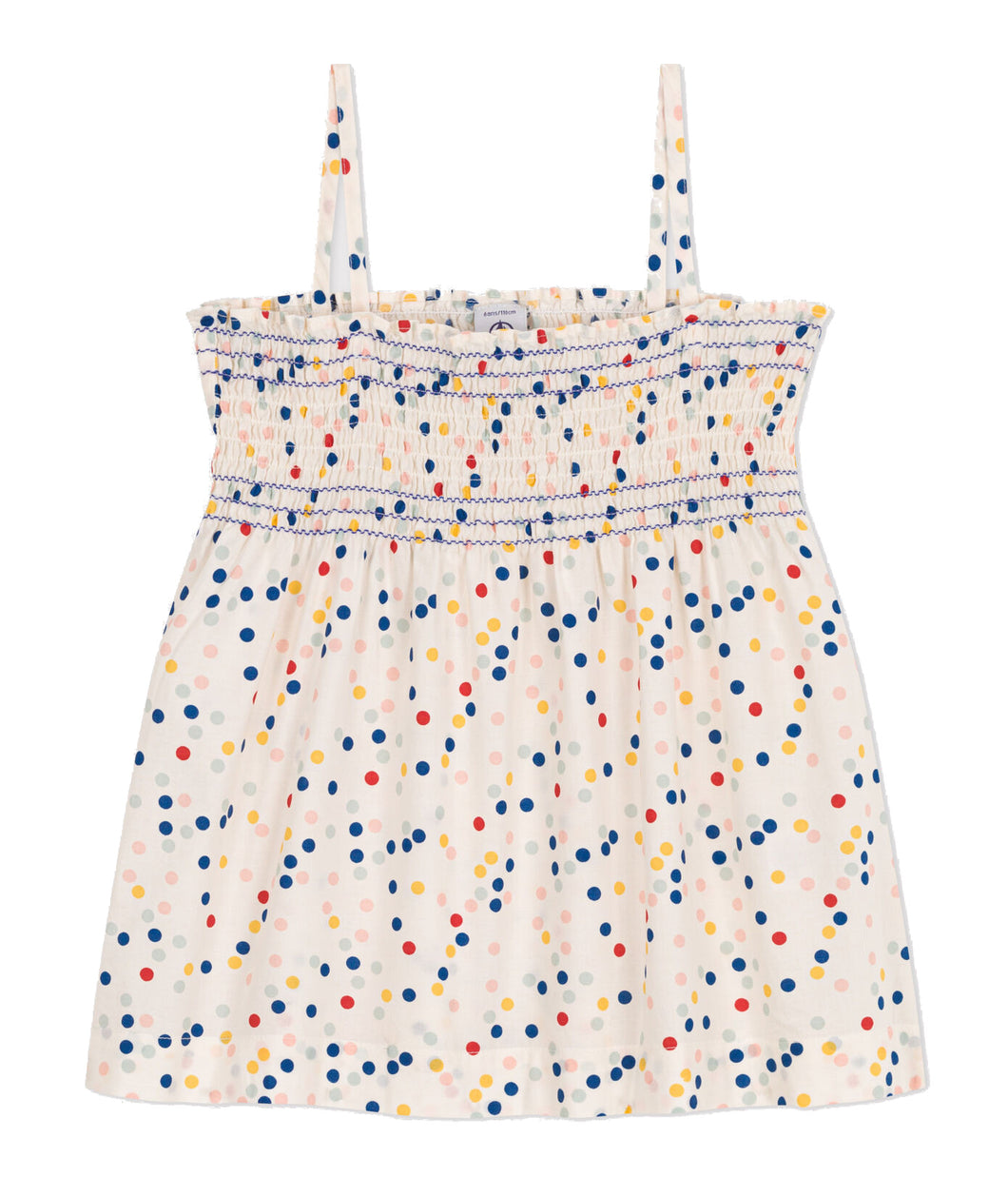 PETIT BATEAU Blusa senza maniche in cotone stampa pois