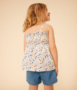 PETIT BATEAU Blusa senza maniche in cotone stampa pois