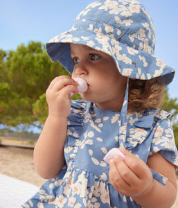 PETIT BATEAU Abito a manica corta in popeline azzurro per bebè