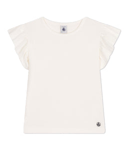 PETIT BATEAU T-shirt bambina in cotone bianco
