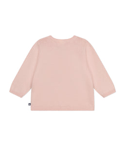 PETIT BATEAU Cardigan bebè in tricot di cotone traforato rosa