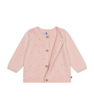 Carica l&#39;immagine nel visualizzatore di Gallery, PETIT BATEAU Cardigan bebè in tricot di cotone traforato rosa