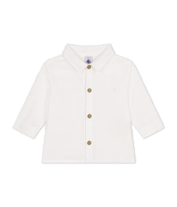 PETIT BATEAU Camicia bebè in piquet di cotone bianco