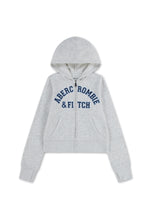 Load image into Gallery viewer, ABERCROMBIE Felpa con Cappuccio e Zip Grigio Melange