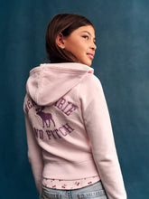 Load image into Gallery viewer, ABERCROMBIE Felpa Rosa con Cappuccio e Zip Ricamo sul Dietro