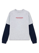 Carica l'immagine nel visualizzatore di Gallery, ABERCROMBIE T-Shirt Manica Lunga Bicolore con Stampa New York