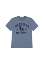 Load image into Gallery viewer, ABERCROMBIE T-Shirt Blu Polvere con Stampa Grafica Alce