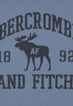 Load image into Gallery viewer, ABERCROMBIE T-Shirt Blu Polvere con Stampa Grafica Alce