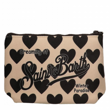 Load image into Gallery viewer, MC2 SAINT BARTH Pochette Aline Beige Stampa Cuori Neri 21x15,5x7cm