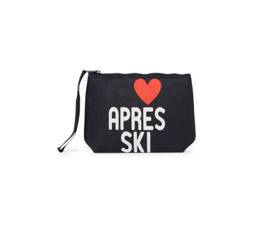 Mc2 Saint Barth Borsa Pochette Aline Nera Con Stampa Scritta Apres Ski e Cuore Dimenioni: 20 x 14,5 x 7 cm