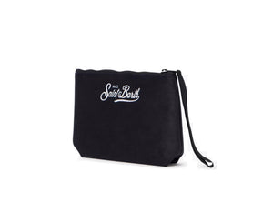 Mc2 Saint Barth Borsa Pochette Aline Nera Con Stampa Scritta Apres Ski e Cuore Dimenioni: 20 x 14,5 x 7 cm