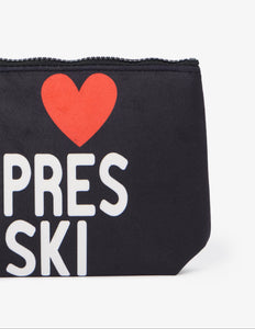 Mc2 Saint Barth Borsa Pochette Aline Nera Con Stampa Scritta Apres Ski e Cuore Dimenioni: 20 x 14,5 x 7 cm