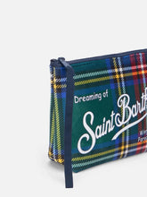 Carica l'immagine nel visualizzatore di Gallery, MC2 SAINT BARTH Borsa Pochette Aline Tartan Verde Dimensioni: 21x15,5x7cm