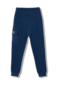 Calvin Klein Jeans Pantalone della Tuta in Cotone Blu con Tasca Laterale