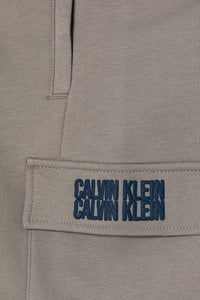Calvin Klein Jeans Pantalone della Tuta in Cotone Grigio con Tasca Laterale