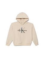 Carica l&#39;immagine nel visualizzatore di Gallery, Calvin Klein Jeans Felpa Beige con Cappuccio e Stampa Logo Davanti