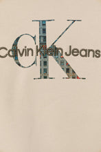 Carica l&#39;immagine nel visualizzatore di Gallery, Calvin Klein Jeans Felpa Beige con Cappuccio e Stampa Logo Davanti