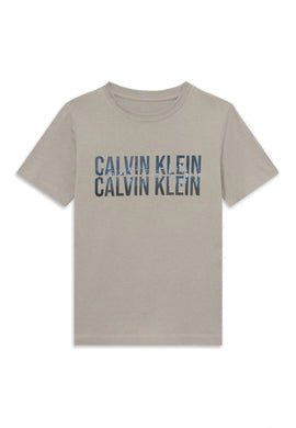 Calvin Klein Jeans T-Shirt Grigia con Stampa Logo sul Davanti