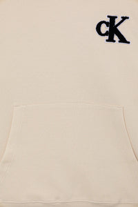 Calvin Klein Jeans Felpa Beige con Cappuccio con Logo sul Petto