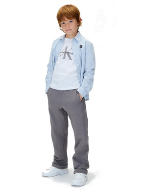 Calvin Klein Jeans Pantalone in Felpa Grigio Gamba Larga