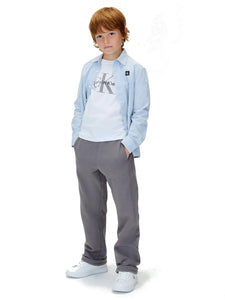 Calvin Klein Jeans Pantalone in Felpa Grigio Gamba Larga