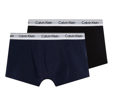 Calvin Klein Ragazzi 2 Confezionare Moderno Baule Boxer di Cotone, Blu/CK Logo Stampa