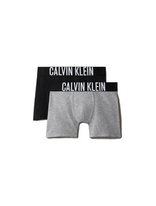 Calvin Klein Bambino Pantaloncini Boxer Confezione da 2 con Fascia con Scritta Logo, Nero e Grigio