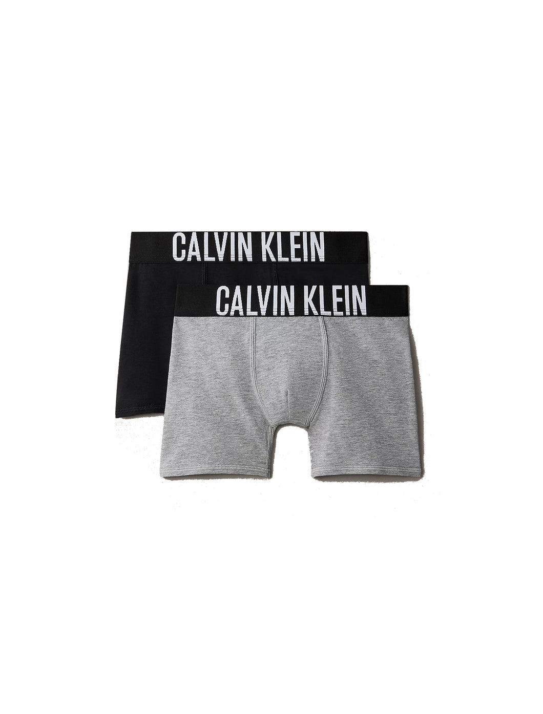 Calvin Klein Bambino Pantaloncini Boxer Confezione da 2 con Fascia con Scritta Logo, Nero e Grigio