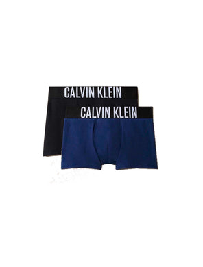 Calvin Klein Bambino Pantaloncini Boxer Confezione da 2 con Fascia con Scritta Logo, Nero e Blu