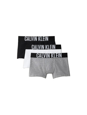 Calvin Klein Bambino Pantaloncini Boxer Confezione da 3 con Fascia con Scritta Logo, Nero Grigio Bianco