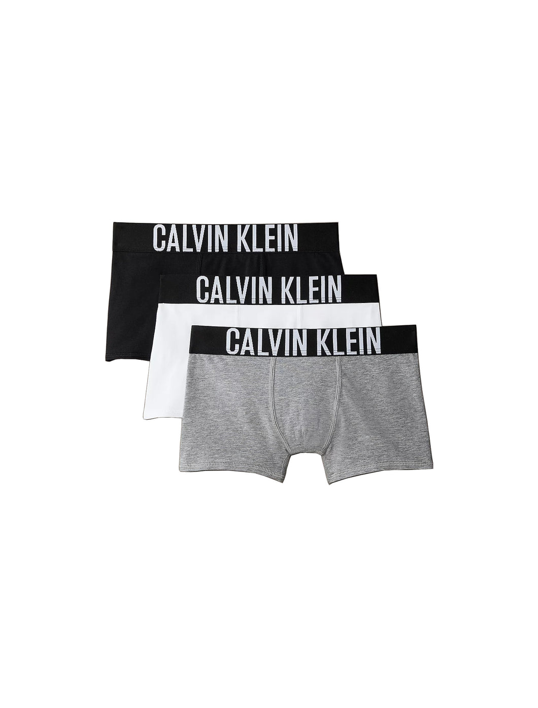 Calvin Klein Bambino Pantaloncini Boxer Confezione da 3 con Fascia con Scritta Logo, Nero Grigio Bianco