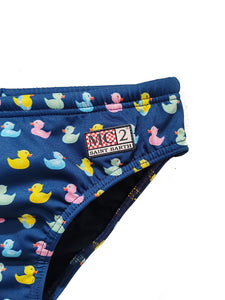 Mc2 Saint Barth Costume Slip Mare Bambino Billy Blu Stampa Paperelle Colorate