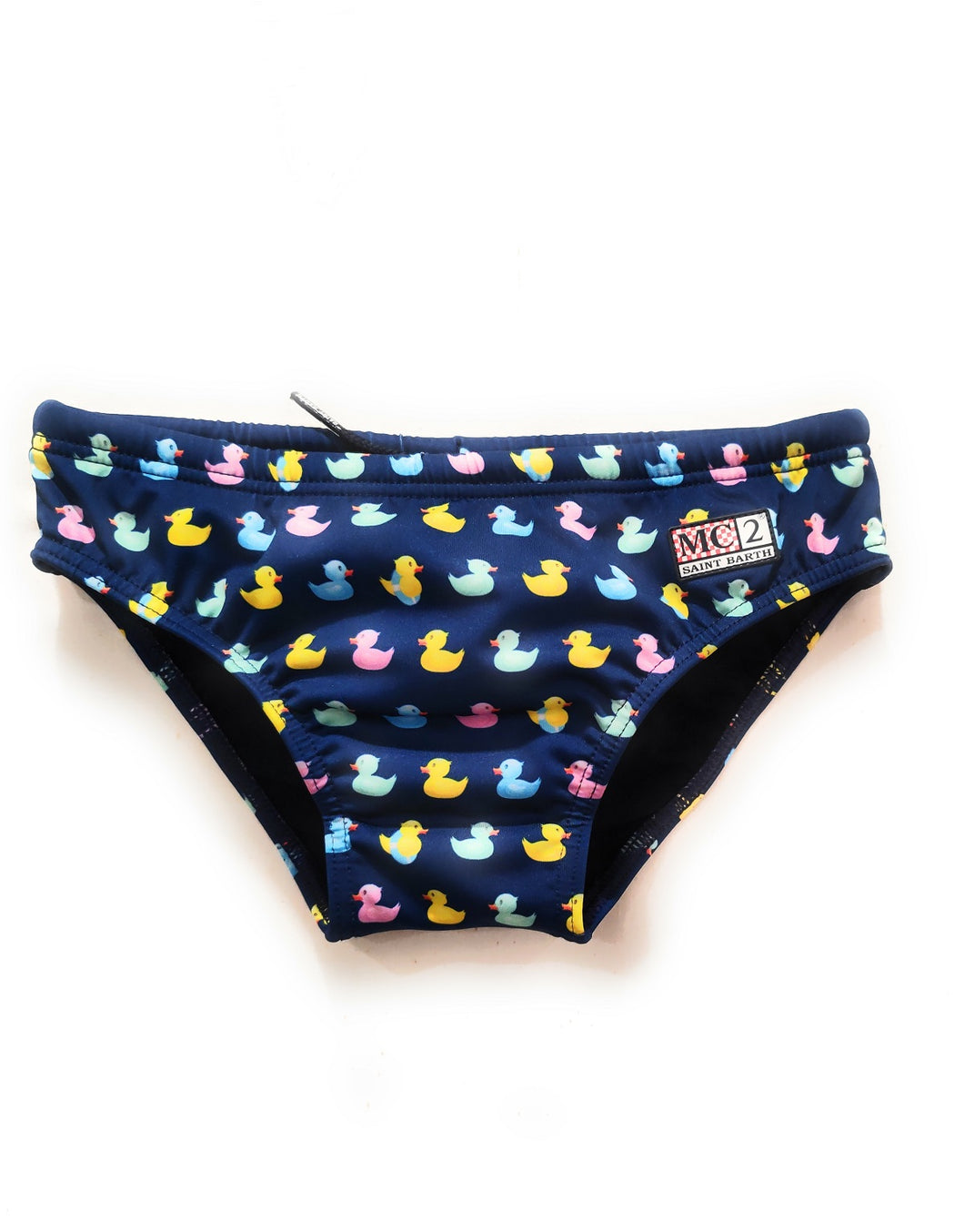 Mc2 Saint Barth Costume Slip Mare Bambino Billy Blu Stampa Paperelle Colorate