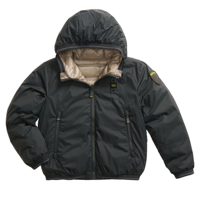 BLAUER Giubbotto Reversibile Termosaldato Donald Junior Grigio Antracite e Beige