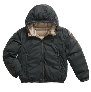 BLAUER Giubbotto Reversibile Termosaldato Donald Junior Grigio Antracite e Beige