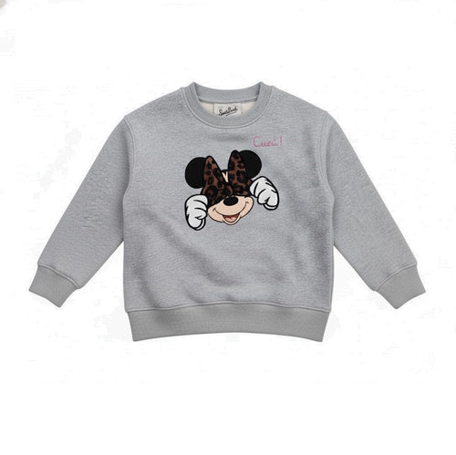 Mc2 Saint Barth Felpa da Bambina Briony Girocollo Grigia con Stampa sul Davanti