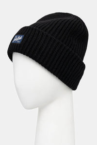 Mc2 Saint Barth Cappello a Coste in Maglia Nero Berry con Toppa Saint Barth