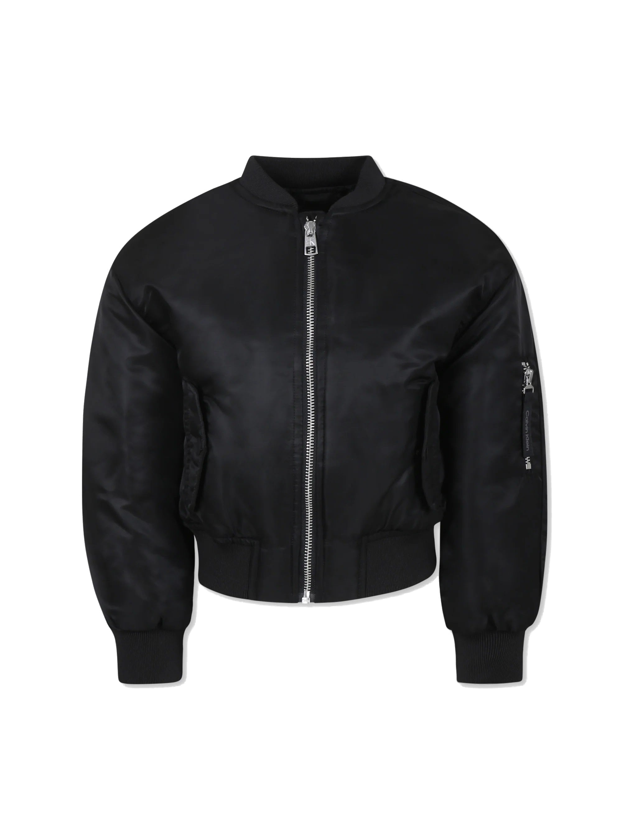 Calvin Klein Jeans Giubbotto Bomber Nero in satin SCONTO 50