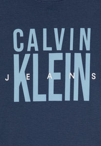 Calvin Klein Jeans T-Shirt Blu con Stampa Logo sul Davanti