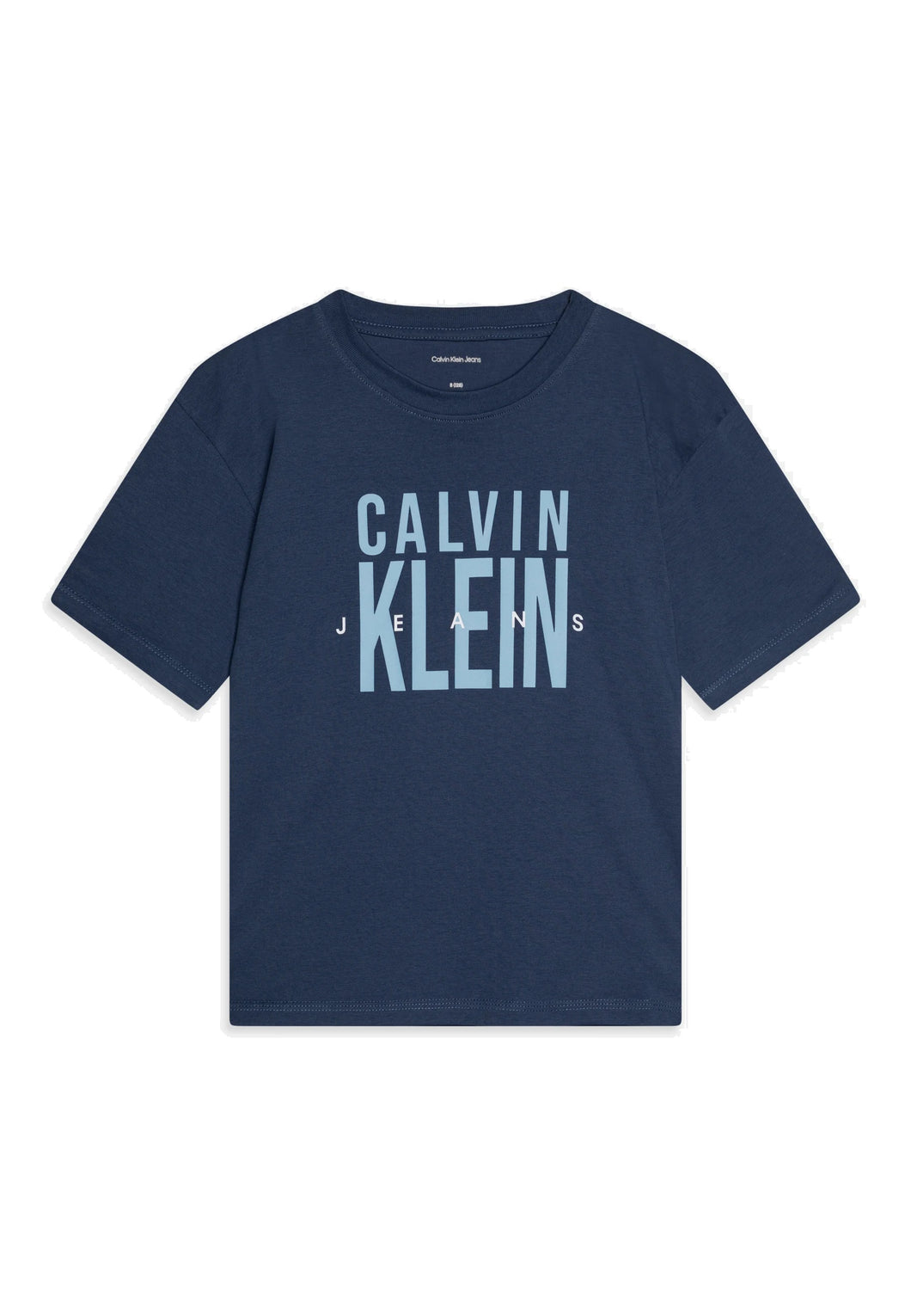 Calvin Klein Jeans T-Shirt Blu con Stampa Logo sul Davanti