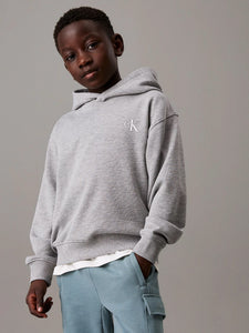 Calvin Klein Jeans Felpa Grigia con Cappuccio e Stampa Dietro