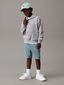 Calvin Klein Jeans Felpa Grigia con Cappuccio e Stampa Dietro